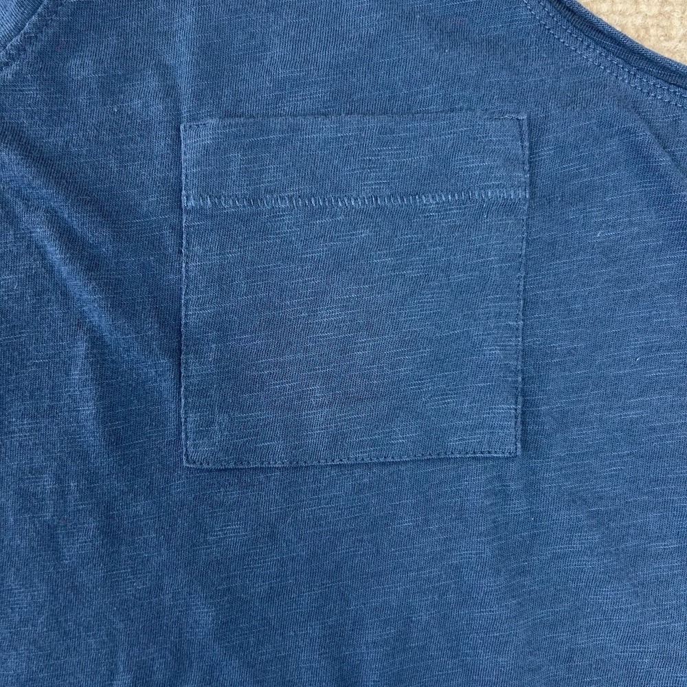 So Good For Life Tank Top Womens XL Blue Cotton Patch Pocket Curved Hem V Neck - Picture 5 of 9